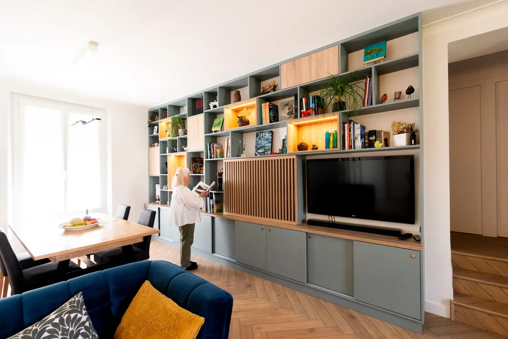 bibliothèque meuble tv vert