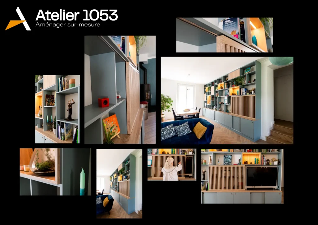 longue bibliothèque meuble tv sur mesure