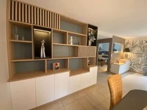 Bibliothèque et Bahut modernes harmonieux bois et blanc