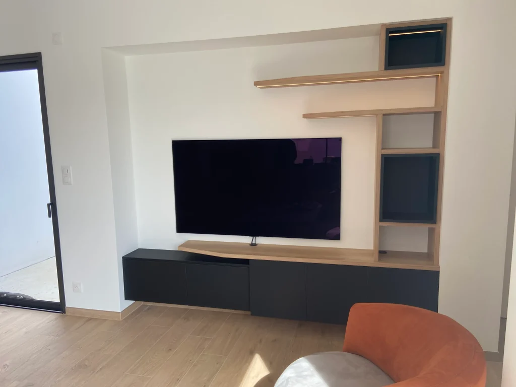 meuble tv élégant chêne et noir